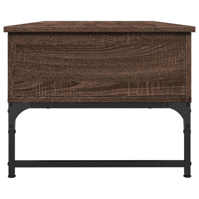 Sohvapöytä ruskea tammi 100x50x40 cm tekninen puu ja metalli