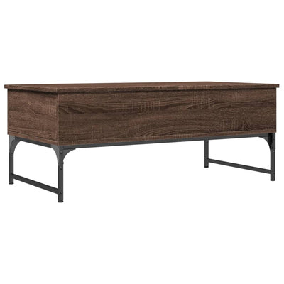 Sohvapöytä ruskea tammi 100x50x40 cm tekninen puu ja metalli
