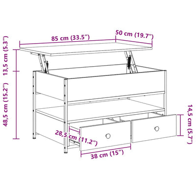 Savutammi sohvapöytä Koby 85x50x50cm (puinen ja metalli)
