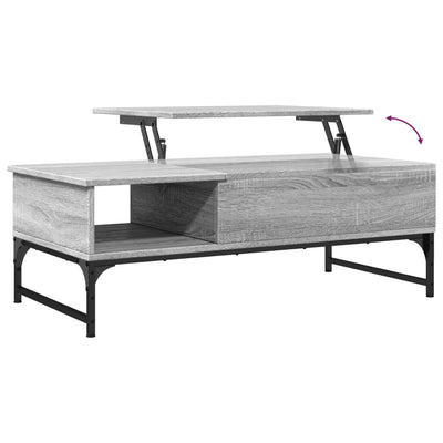 Sohvapöytä harmaa Sonoma 100x50x35 cm tekninen puu ja metalli