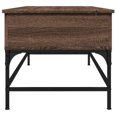 Sohvapöytä ruskea tammi 100x50x45 cm tekninen puu ja metalli