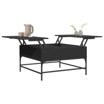 Sohvapöytä musta 80x80x45 cm tekninen puu ja metalli