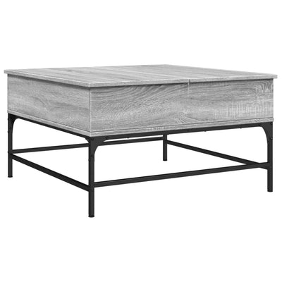 Sohvapöytä harmaa Sonoma 80x80x45 cm tekninen puu ja metalli