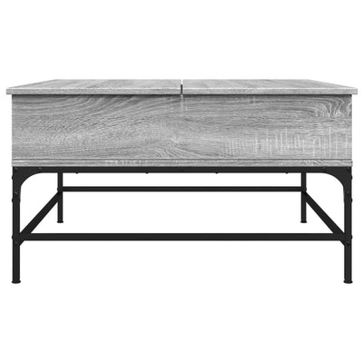Sohvapöytä harmaa Sonoma 80x80x45 cm tekninen puu ja metalli