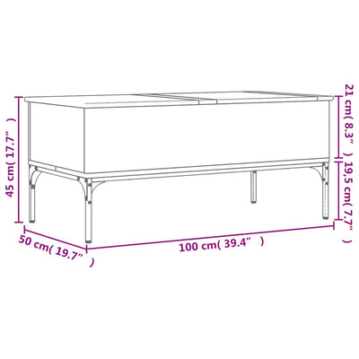 Sohvapöytä musta 100x50x45 cm tekninen puu ja metalli