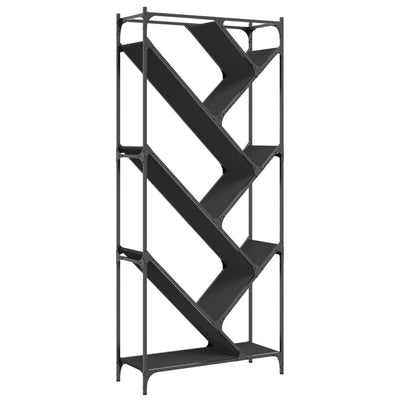 Kirjahylly musta 79x30x180 cm tekninen puu ja metalli