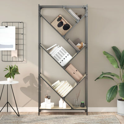 Kirjahylly Sonoma-tammi 79x30x180 cm tekninen puu ja metalli