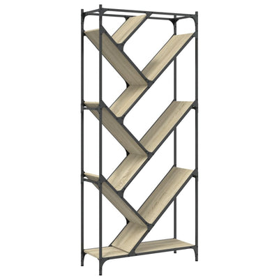 Kirjahylly Sonoma-tammi 79x30x180 cm tekninen puu ja metalli