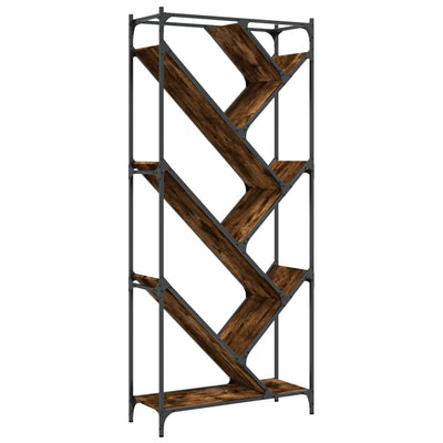 Kirjahylly savutammi 79x30x180 cm tekninen puu ja metalli