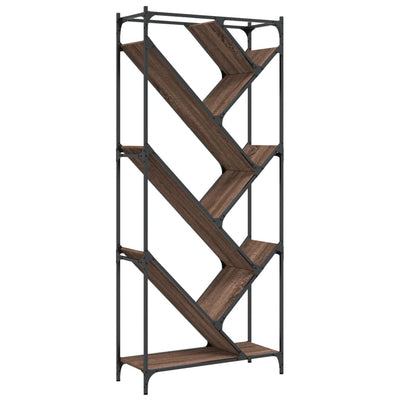 Kirjahylly ruskea tammi 79x30x180 cm tekninen puu ja metalli