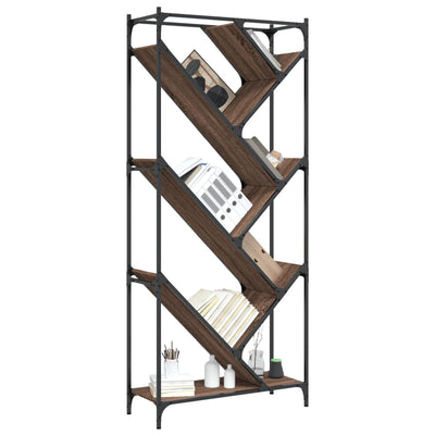 Kirjahylly ruskea tammi 79x30x180 cm tekninen puu ja metalli