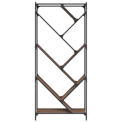 Kirjahylly ruskea tammi 79x30x180 cm tekninen puu ja metalli