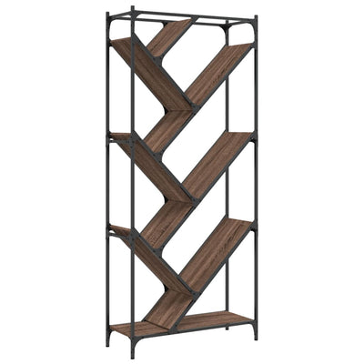 Kirjahylly ruskea tammi 79x30x180 cm tekninen puu ja metalli