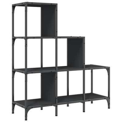 Kirjahylly musta 92x30x102 cm tekninen puu ja metalli