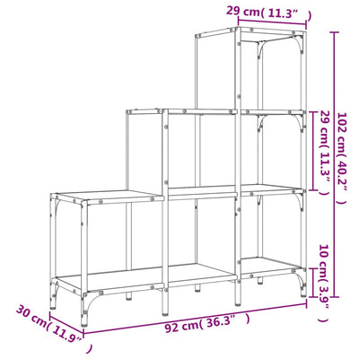 Kirjahylly musta 92x30x102 cm tekninen puu ja metalli