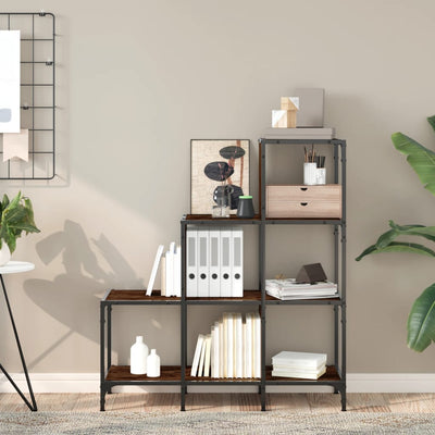 Kirjahylly savutammi 92x30x102 cm tekninen puu ja metalli