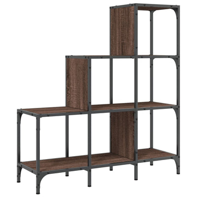 Kirjahylly ruskea tammi 92x30x102 cm tekninen puu ja metalli