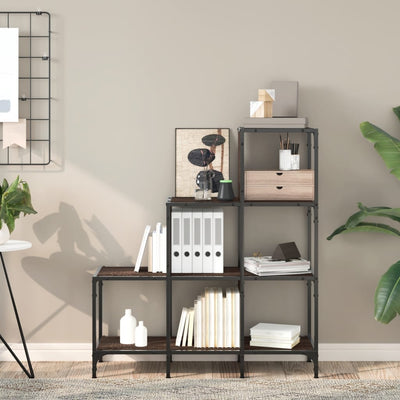 Kirjahylly ruskea tammi 92x30x102 cm tekninen puu ja metalli