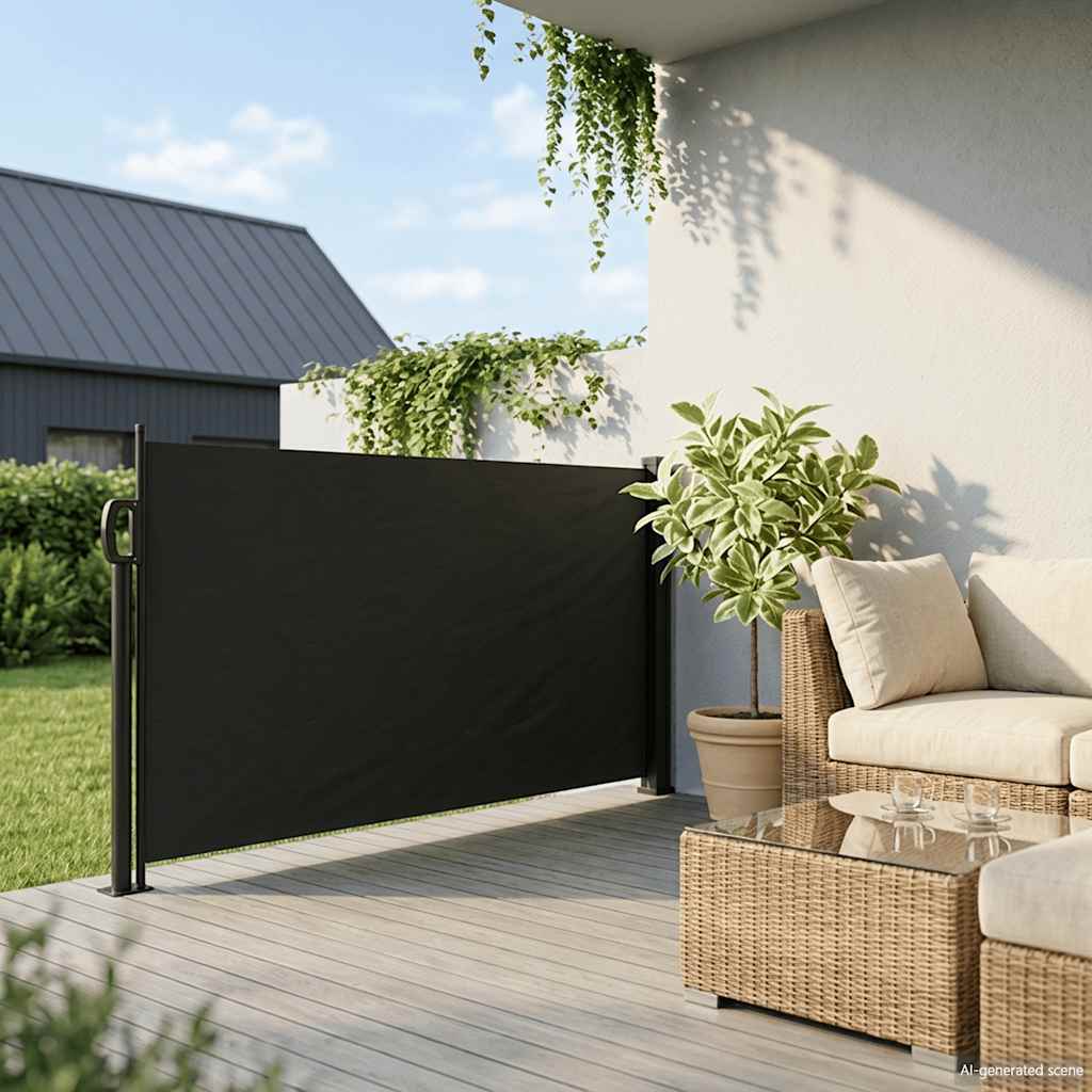 Sisäänvedettävä sivumarkiisi musta 100x300 cm