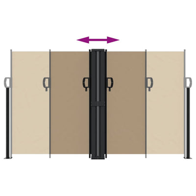 Ruskeanharmaa sisäänvedettävä sivumarkiisi Ulmu 140x600cm