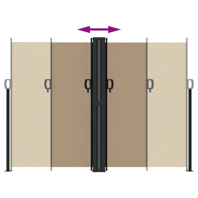 Ruskeanharmaa sisäänvedettävä sivumarkiisi Ulmu 180x1200cm