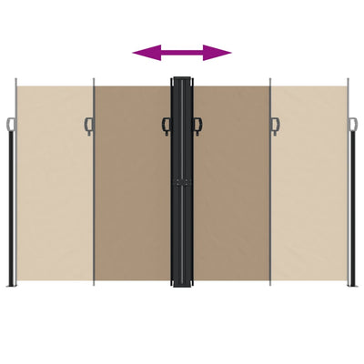 Ruskeanharmaa sisäänvedettävä sivumarkiisi Ulmu 220x1000cm