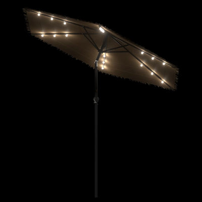 Puutarhavarjo LED-valot ja terästanko ruskea 223x223x231 cm