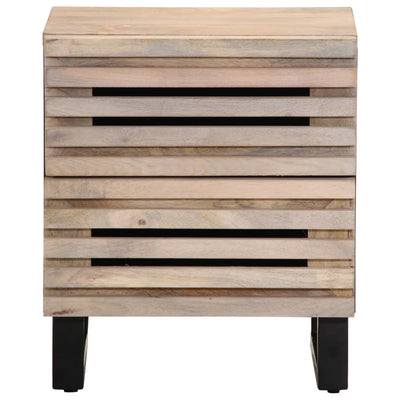 Yöpöydät 2 kpl 40x33x46 cm täysi valkaistu mangopuu