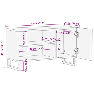 TV-taso 80x34x46 cm täysi karkea mangopuu