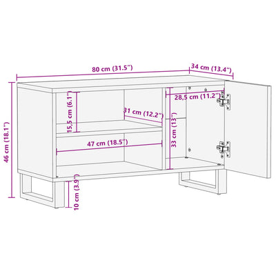 TV-taso 80x34x46 cm täysi mangopuu
