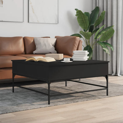 Sohvapöytä musta 95x95x45 cm tekninen puu ja metalli