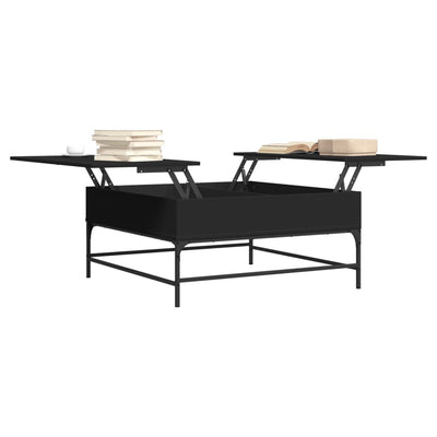 Sohvapöytä musta 95x95x45 cm tekninen puu ja metalli