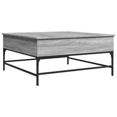 Sohvapöytä harmaa Sonoma 95x95x45 cm tekninen puu ja metalli