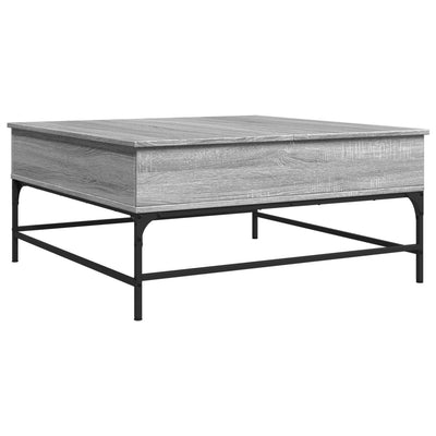 Sohvapöytä harmaa Sonoma 95x95x45 cm tekninen puu ja metalli