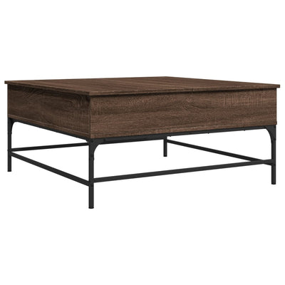 Sohvapöytä ruskea tammi 95x95x45 cm tekninen puu ja metalli