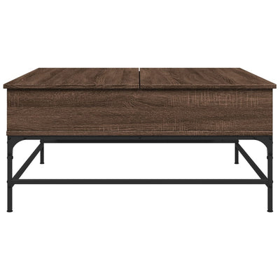 Sohvapöytä ruskea tammi 95x95x45 cm tekninen puu ja metalli