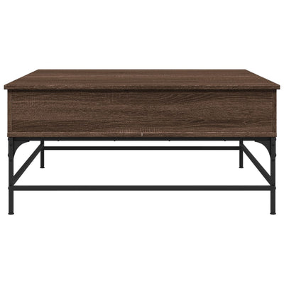 Sohvapöytä ruskea tammi 95x95x45 cm tekninen puu ja metalli