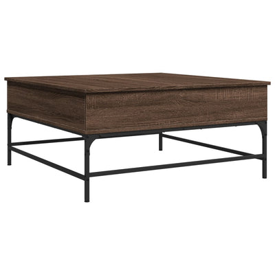 Sohvapöytä ruskea tammi 95x95x45 cm tekninen puu ja metalli
