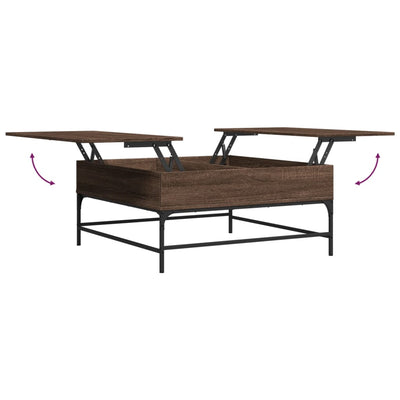Sohvapöytä ruskea tammi 95x95x45 cm tekninen puu ja metalli