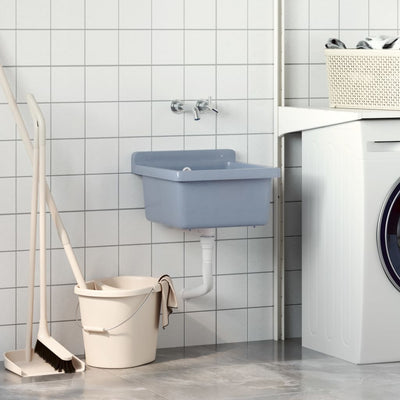 Harmaa pesuallas seinälle Tudorei 40x40x24cm (hartsi)