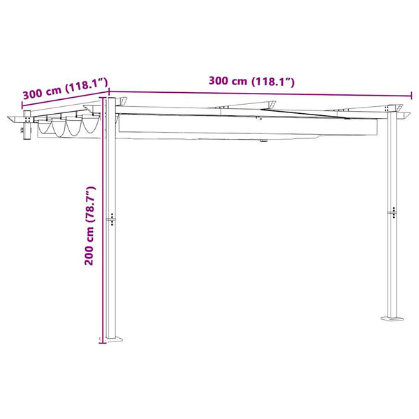 Huvimaja 300 x 300 x 200 cm Antrasiitti Polyesteri