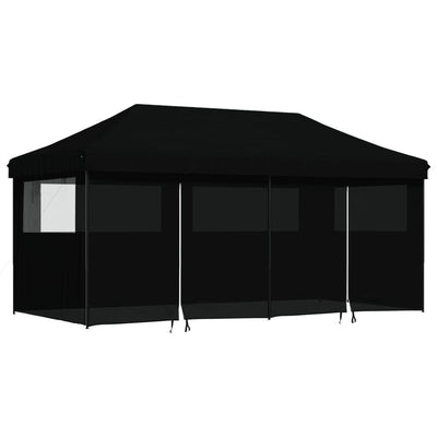 Taitettava pop-up juhlateltta 4 sivuseinällä musta