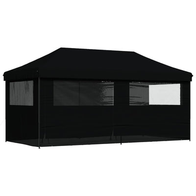 Taitettava pop-up juhlateltta 4 sivuseinällä musta