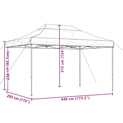 Taitettava pop-up juhlateltta ruskea 440x292x315 cm