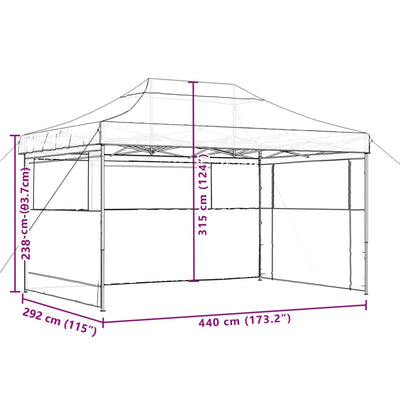Taitettava pop-up juhlateltta 3 sivuseinällä taupe