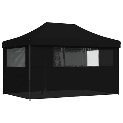 Taitettava pop-up juhlateltta 4 sivuseinällä musta