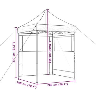 Taitettava pop-up juhlateltta 2 sivuseinällä terrakotta