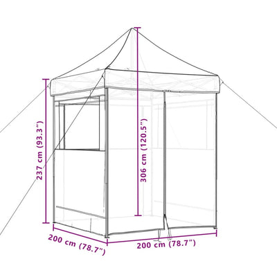 Taitettava pop-up juhlateltta 4 sivuseinällä beige