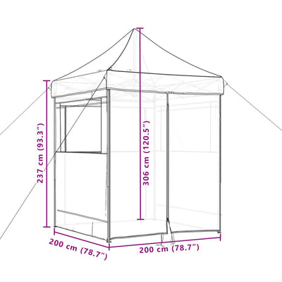 Taitettava pop-up juhlateltta 4 sivuseinällä terrakotta
