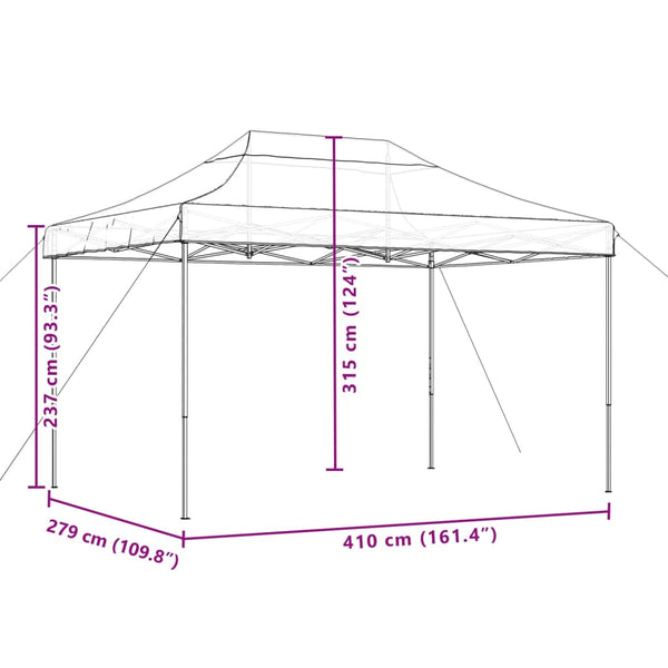 Viininpunainen taitettava pop-up juhlateltta Marguerita 410x279x315cm